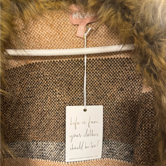 Show Me Your MuMu Tan & Brown Western Faux Fur Trim Coat - Picture 3 of 4